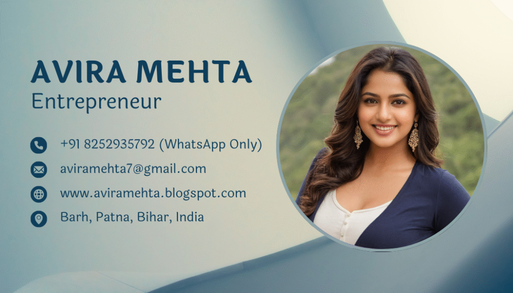 Contact Us Avira Mehta Business Card